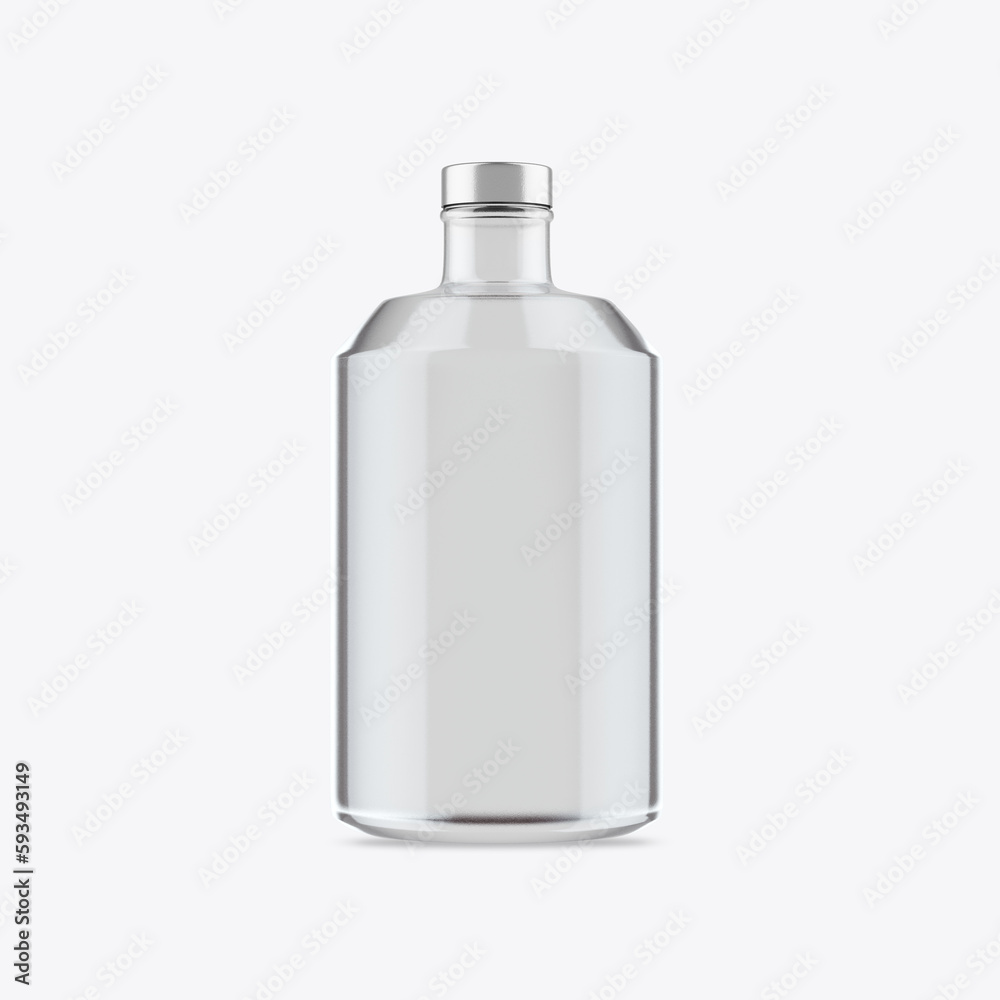 Clear Liquor Glass Bottle Mockup. 3D render Clear Liquor Glass Bottle Mockup. 3D render