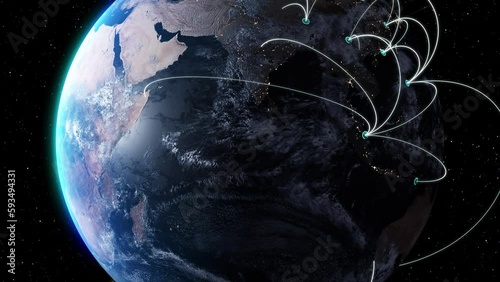 Global business concept of connections and information transfer in the world from manila, philippines