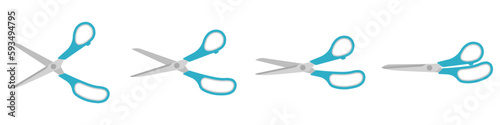 Scissors icons set. Isolated cutting scissors. Pictogram of scissor. Symbol of cutting. Vector illustration