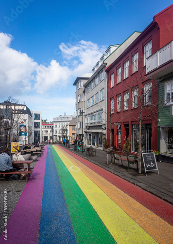 Rainbow street in Reykjavik, Iceland