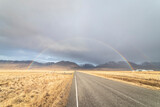 Rainbow above Iceland Ring Road.