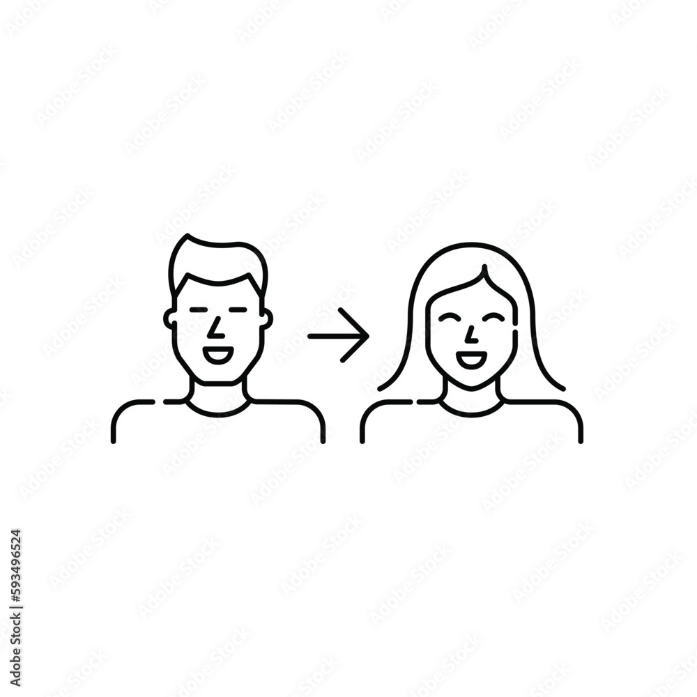 Gender transition. Male to female medical hormonal treatment. Pixel perfect, editable stroke icon Gender transition. Male to female medical hormonal treatment. Pixel perfect, editable stroke icon