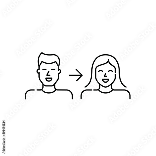 Gender transition. Male to female medical hormonal treatment. Pixel perfect, editable stroke icon