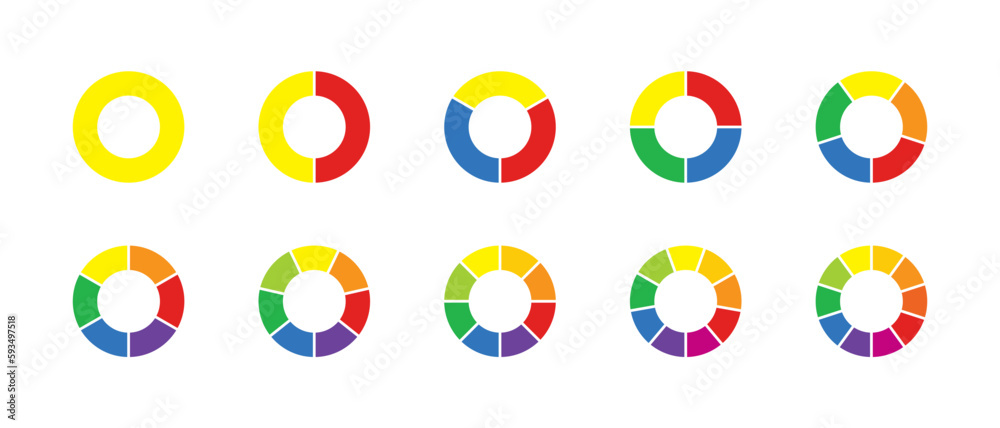 Chart pie diagram, Color wheel, Circle diagram, Pie chart icon, flat design Chart pie diagram, Color wheel, Circle diagram, Pie chart icon, flat design