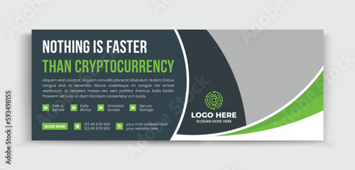 Cryptocurrency business social media design facebook cover template web banner template