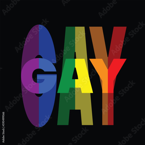 Word gay, square social media post layout with colored rainbow palette, LGBTI community flag, symbol and pride, elegant and clean advertising for social networks, banners, gays, lesbians or bisexual