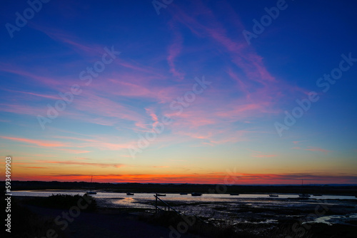 Dusk view over of the sky over a beach in the south of England