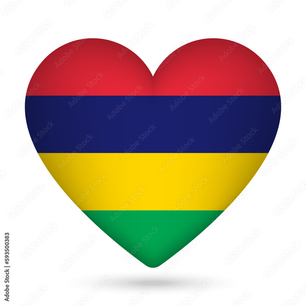 Mauritius flag in heart shape. Vector illustration. Mauritius flag in heart shape. Vector illustration.