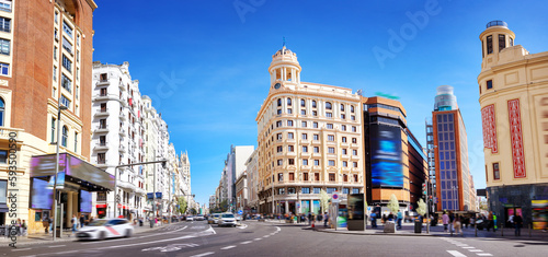 Crossroads on the Plaza del callao in Madrid, Spain.