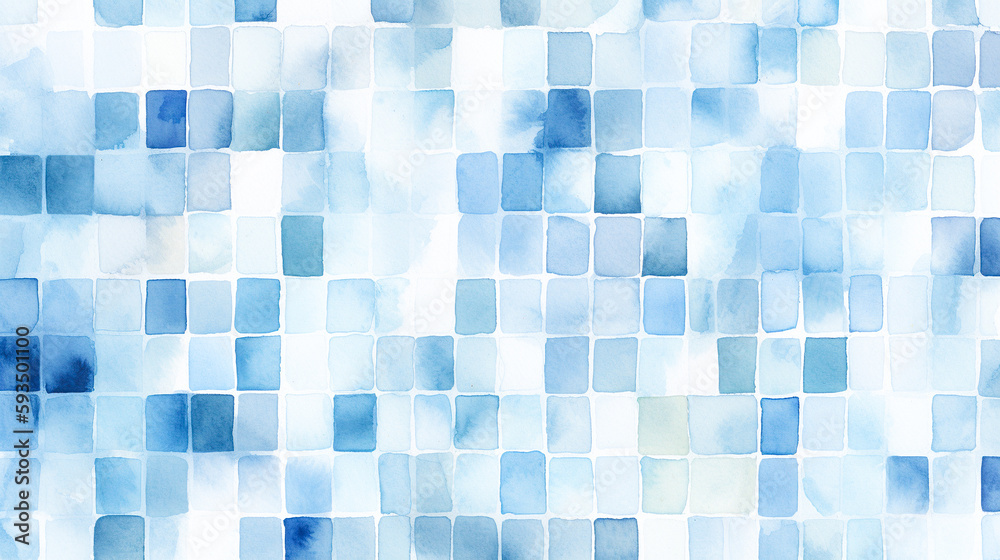 爽やかなブルーの水彩モザイク背景 Generative AI 爽やかなブルーの水彩モザイク背景 Generative AI