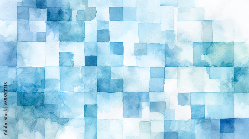 爽やかなブルーの水彩モザイク背景 Generative AI 爽やかなブルーの水彩モザイク背景 Generative AI