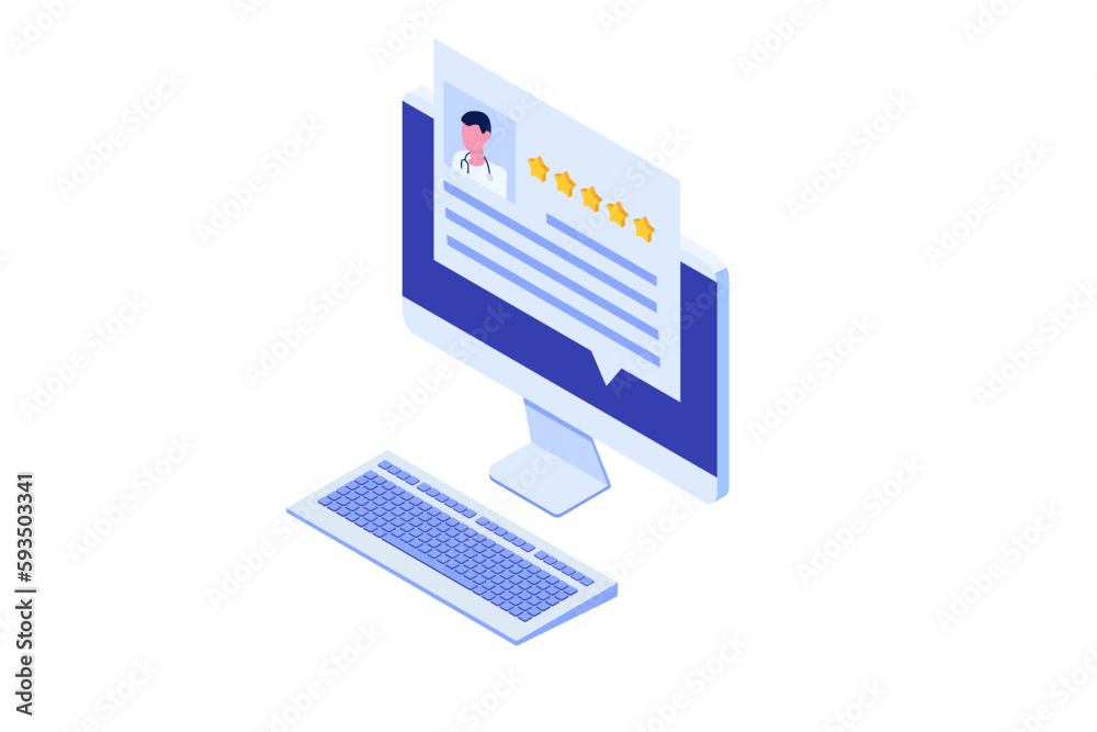 Online doctor reviews, Choose doctor for consultation concept. Vector illustration. Online doctor reviews, Choose doctor for consultation concept. Vector illustration.