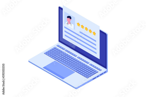 Online doctor reviews, Choose doctor for consultation concept. Vector illustration.