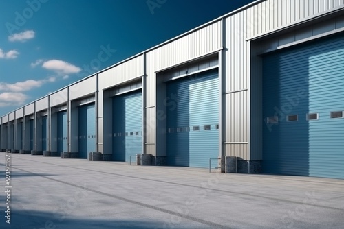 Large distribution warehouse with doors for goods loading