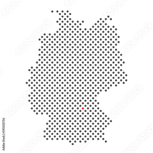 Karte von Deutschland aus Punkten mit Markierung von N  rnberg