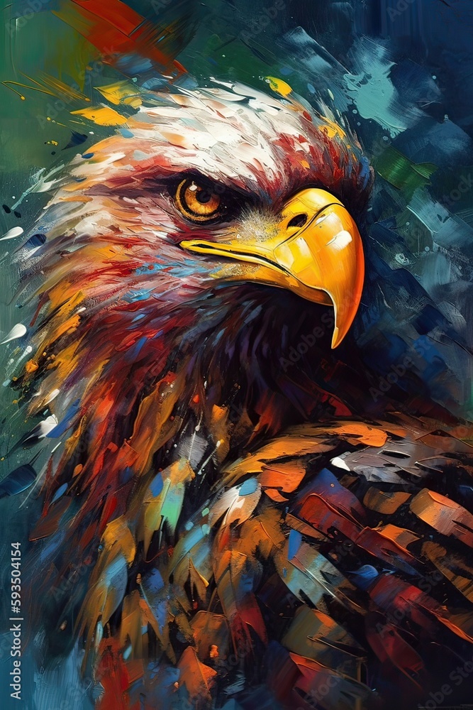 Fototapeta premium Portrait of an eagle. White-tailed eagle, sea eagle. Bird of prey, Aquarelle, watercolor illustration. Generative Ai.