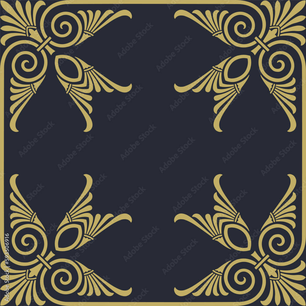 A gold pattern with a dark background