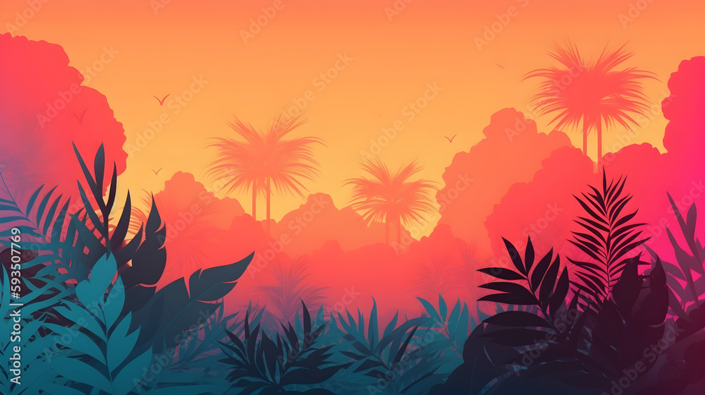 Jungle motifs summer tropical design background