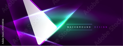 Vibrant Geometric Neon Shiny Line Background. A Bold and Stunning Display of Shapes, Lines, Colors, and Glow, Perfect for Futuristic Modern Designs, Hi-tech Presentations, Technology Web Pages