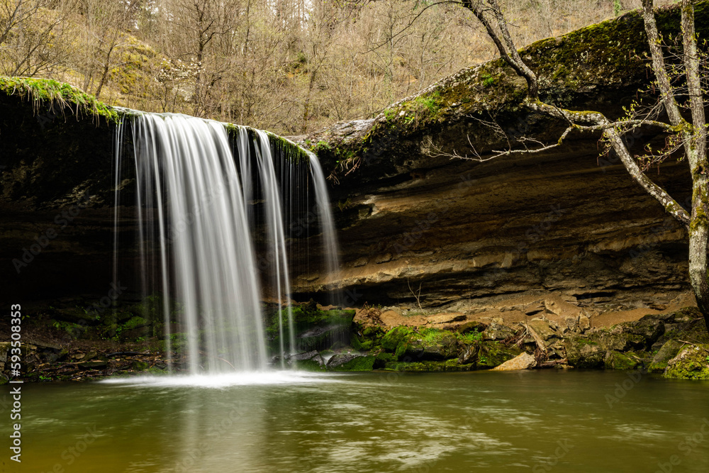 Ethereal view of the waterfall Marf in the Rhodope mountains in Bulgaria Ethereal view of the waterfall Marf in the Rhodope mountains in Bulgaria