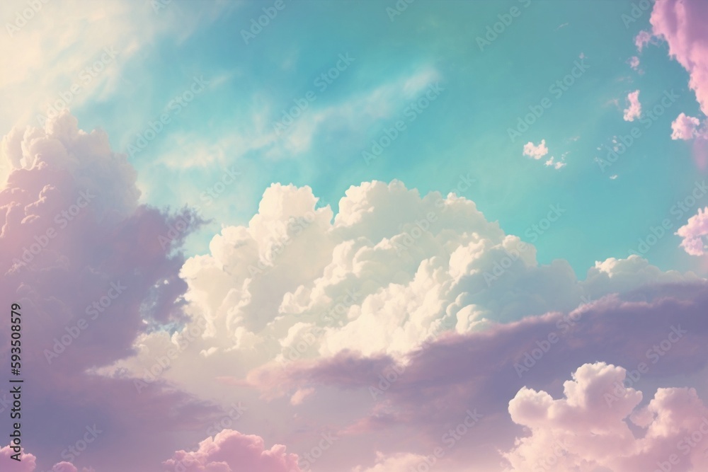 Pastel Sky with Soft Clouds for Backgrounds, Generative Ai Stock ...