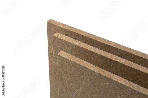 The boards of raw mdf stand upright.