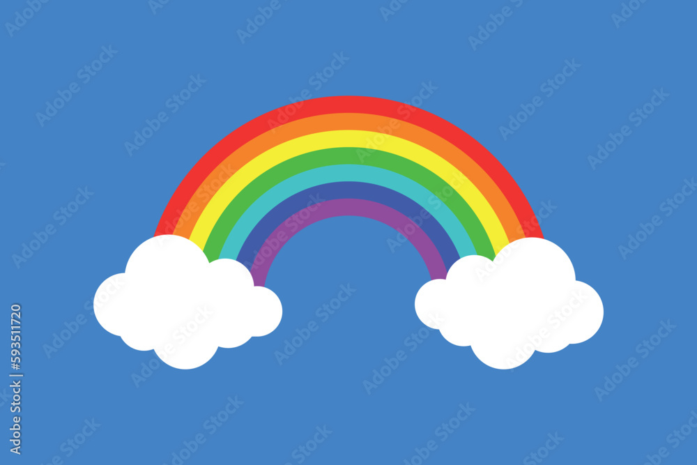 Rainbow and clouds on blue background. Vector Rainbow and clouds on blue background. Vector