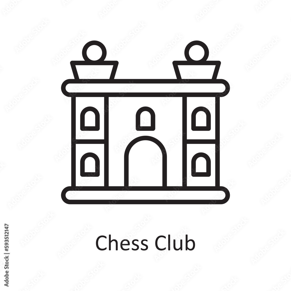 Chess Club Vector Outline icon Design illustration. Gaming Symbol on White background EPS 10 File