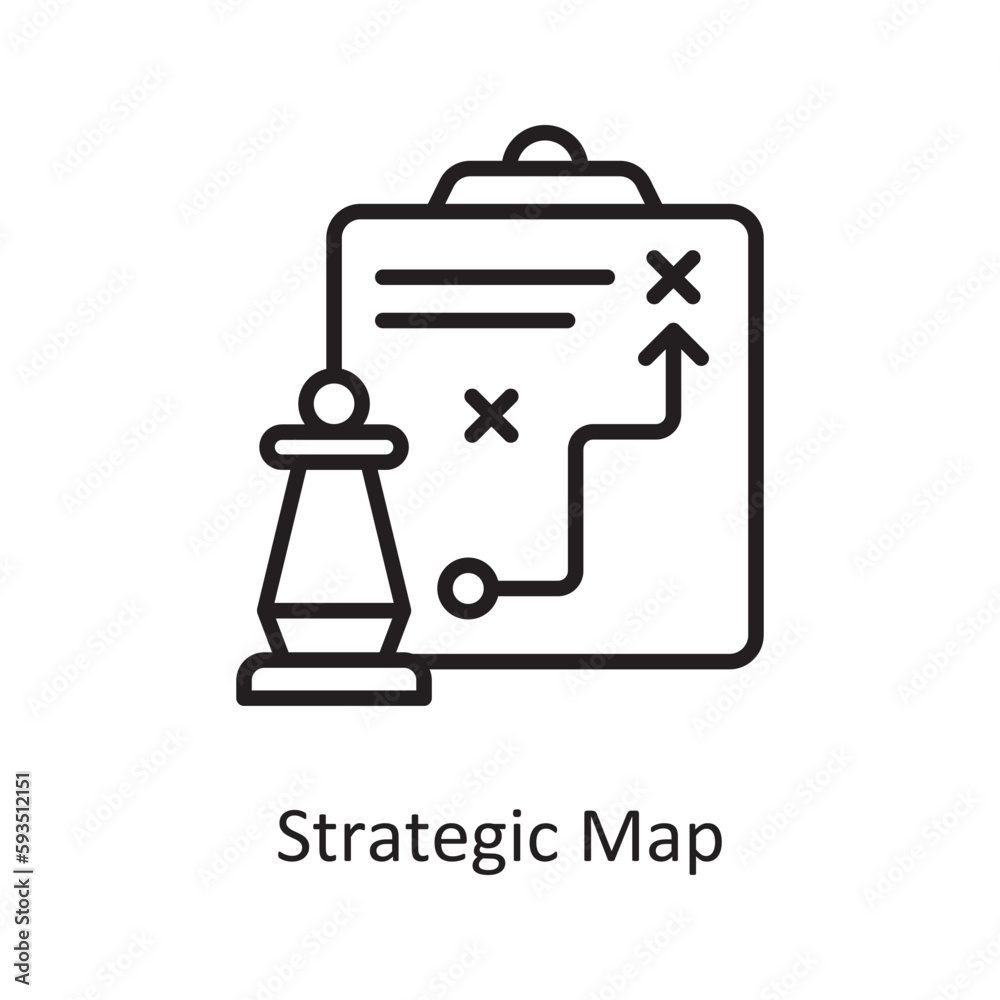 Strategic Map Vector Outline icon Design illustration. Gaming Symbol on White background EPS 10 File