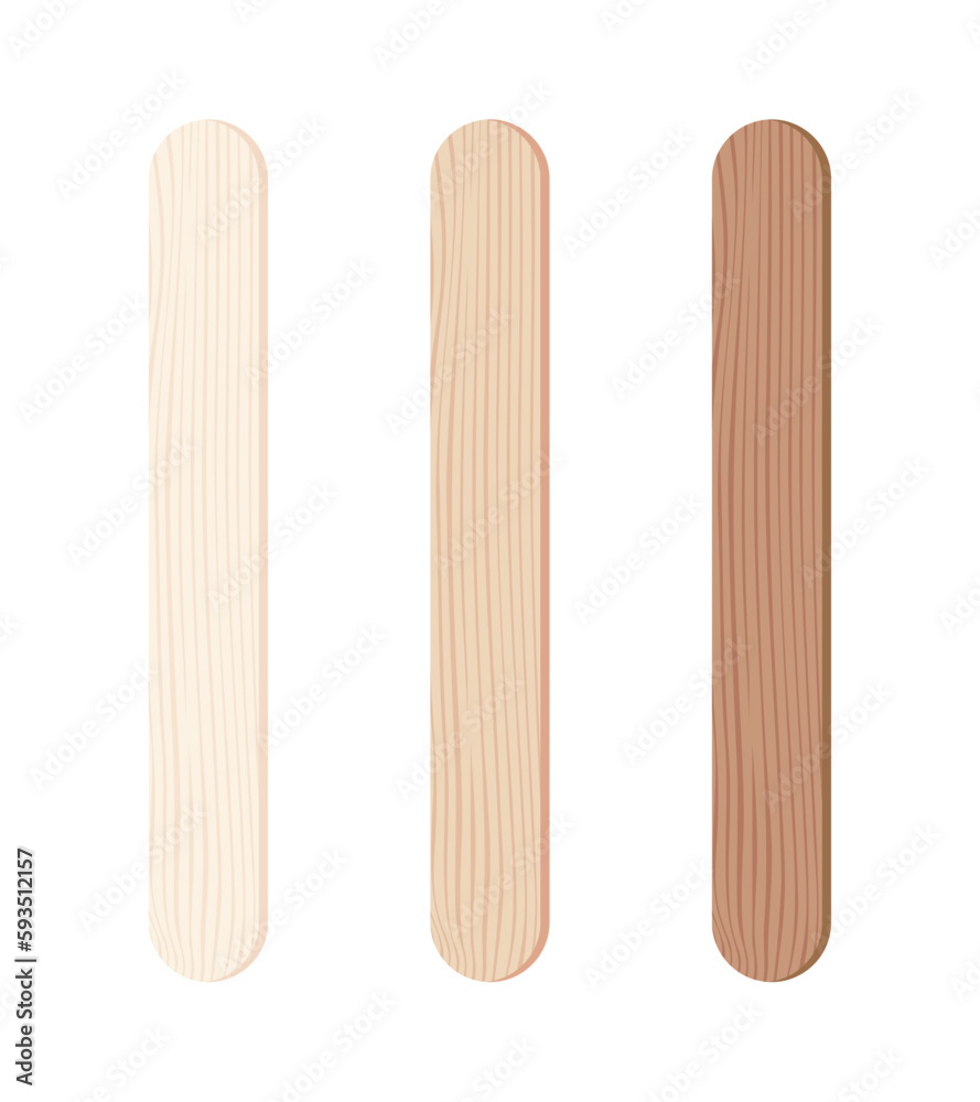 Wooden Chopstick Ice Cream Stick Tongue Depressor Vector Illustration Set Wooden Chopstick Ice Cream Stick Tongue Depressor Vector Illustration Set