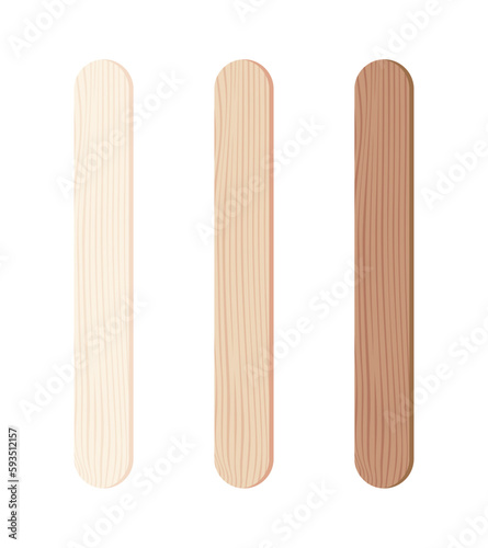 Wooden Chopstick Ice Cream Stick Tongue Depressor Vector Illustration Set