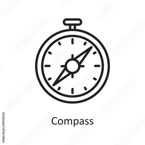 Compass Vector Outline icon Design illustration. Gaming Symbol on White background EPS 10 File
