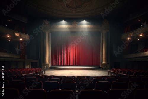 Closed theater curtain opening slowly