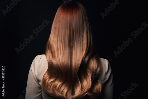 woman from behind with wonderful long hair that is freshly dyed balayage, ideas for hairstylists - Generative AI