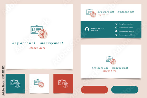 Key account management logo design with editable slogan. Branding book and business card template.