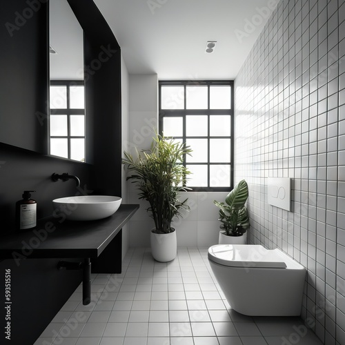 Sleek Monochrome Bathroom with Minimalist Design