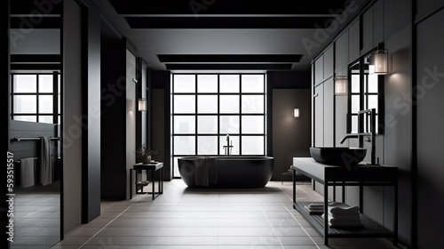 Sleek Monochrome Bathroom with Minimalist Design