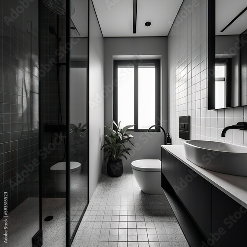Sleek Monochrome Bathroom with Minimalist Design