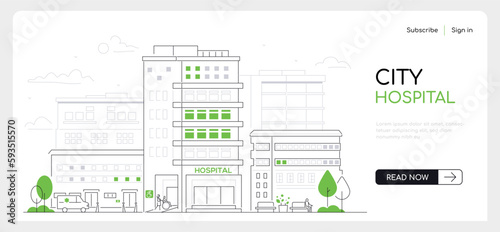 City hospital - modern thin line design style vector banner