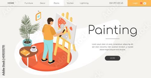 Painting and arts - modern isometric web banner