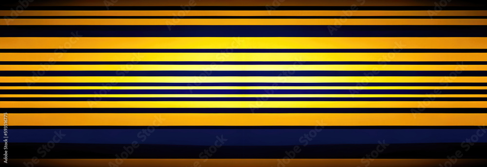 Panoramic background, banner of yellow and blue stripes. Abstract pattern, ai generation