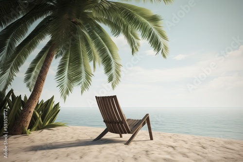 long beach chair under coconut tree from generative ai © supatthanan