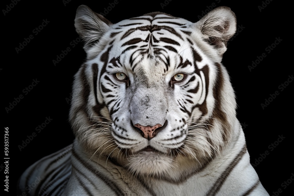 white tiger on black background from generative ai white tiger on black background from generative ai