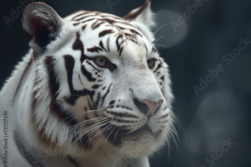 white tiger on black background from generative ai