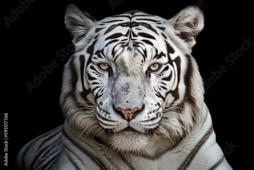 white tiger on black background from generative ai © supatthanan