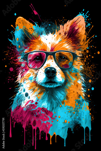 fantasy abstract portrait dog with a colorful, generative ai