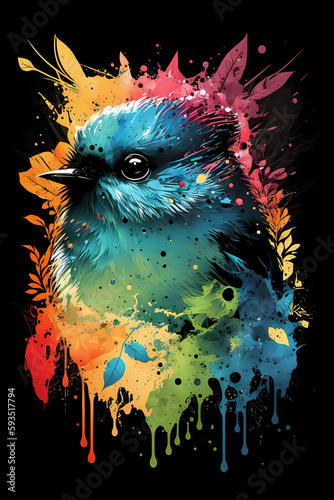 fantasy abstract portrait bird with a colorful, generative ai