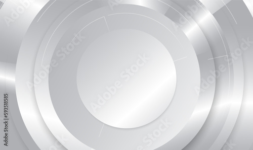 Abstract white and silver circle metallic background design with space for content. Metal background with realistic circular brushed texture.Modern and luxury cover template for design element. Vector