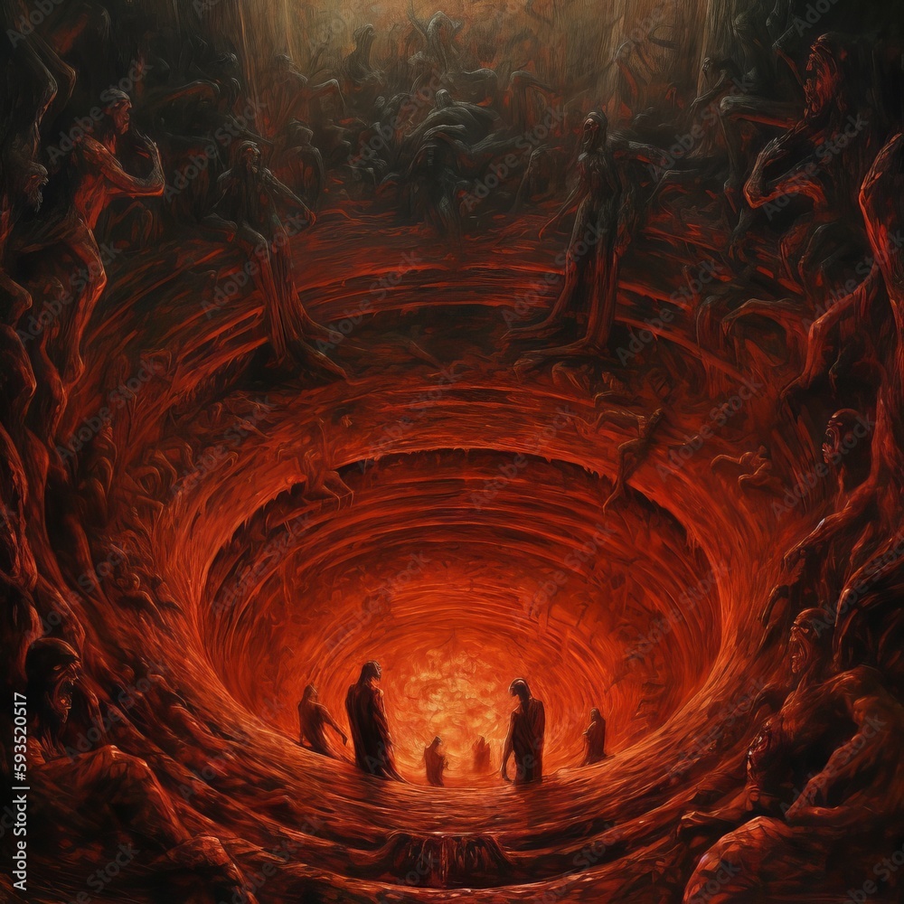 9 circles of Dante #39 s hell painting The image depicts the concept of