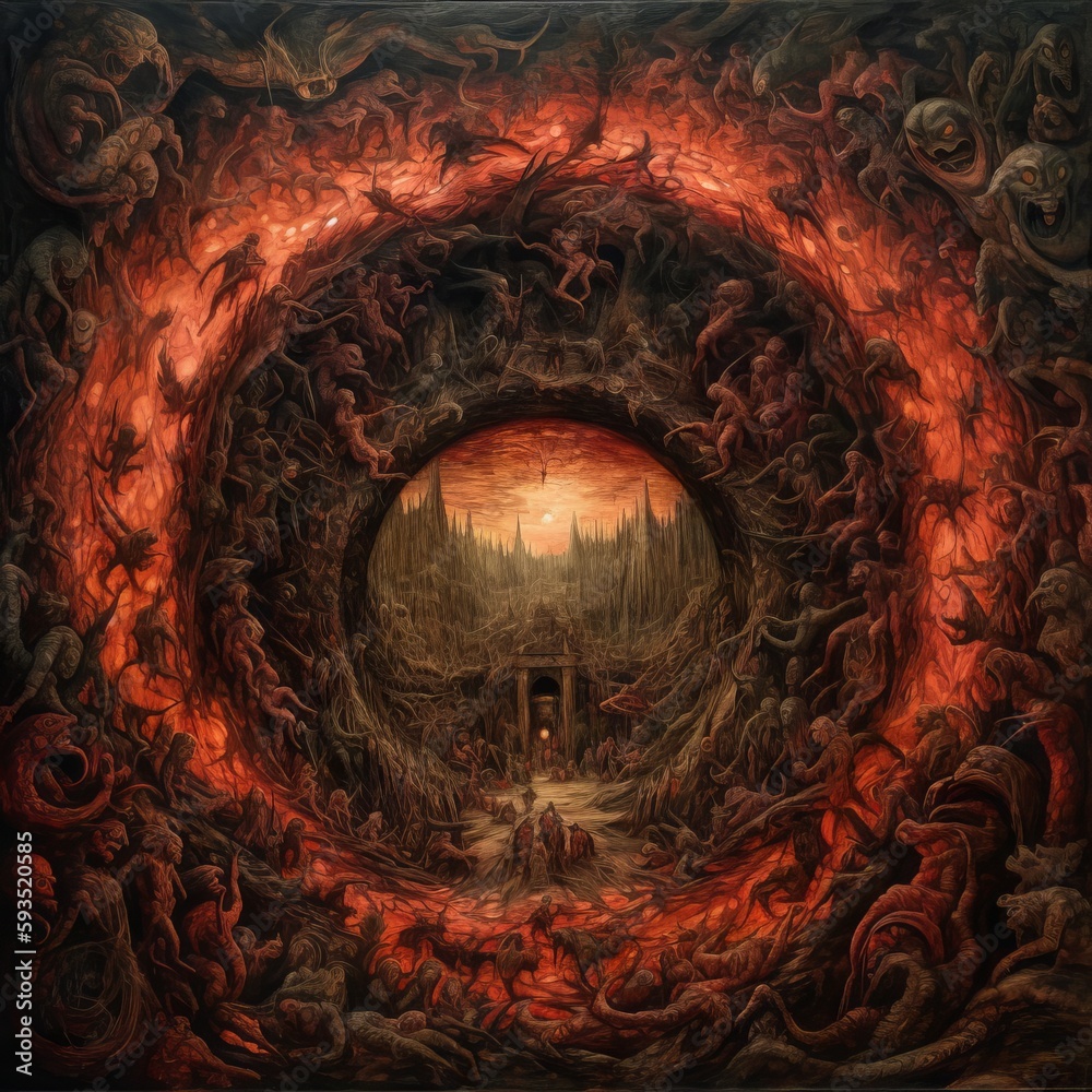 9 circles of Dante #39 s hell painting The image depicts the concept of